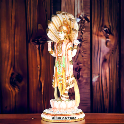 Buy Handcrafted Cultured Marble Lord Narayan Statue - Divine Hindu God Sculpture for Home Decor, Temple