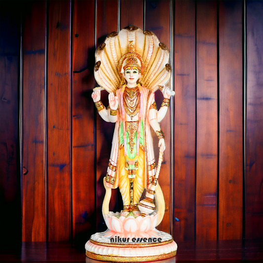 Buy Handcrafted Cultured Marble Lord Narayan Statue - Divine Hindu God Sculpture for Home Decor, Temple