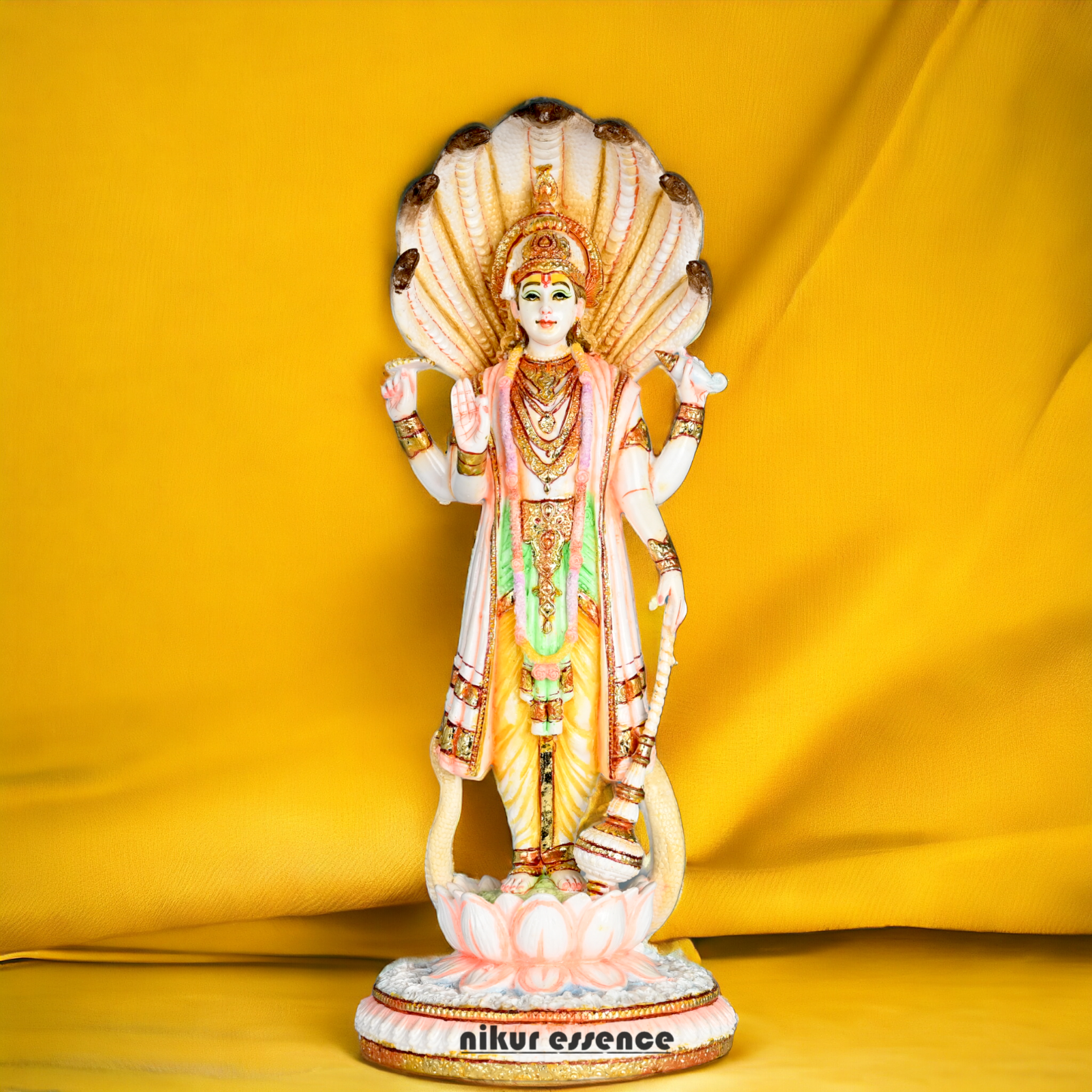 Buy Handcrafted Cultured Marble Lord Narayan Statue - Divine Hindu God Sculpture for Home Decor, Temple