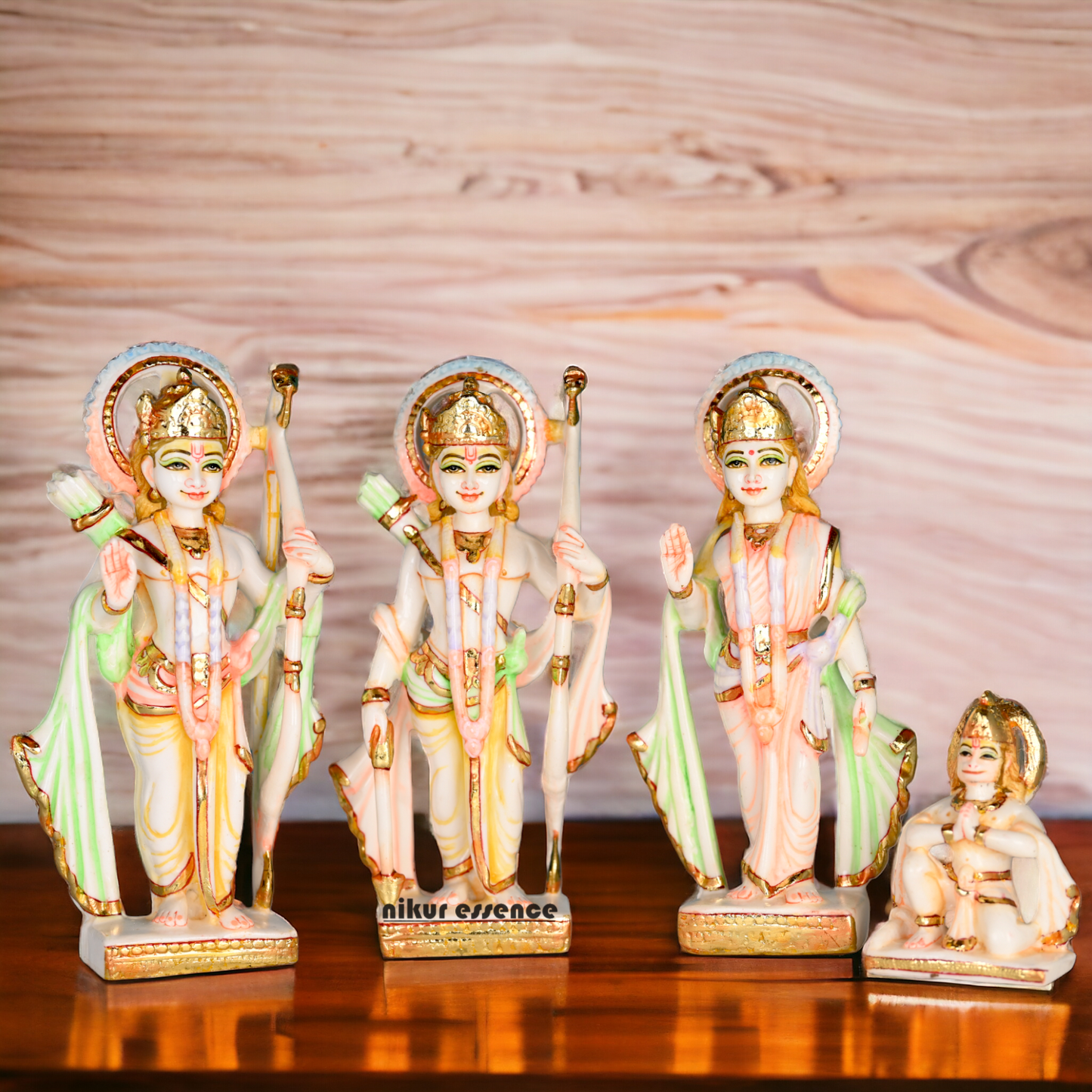 Cultured Marble Ram Darbar Statue - Lord Rama, Sita, Lakshmana, and Hanuman