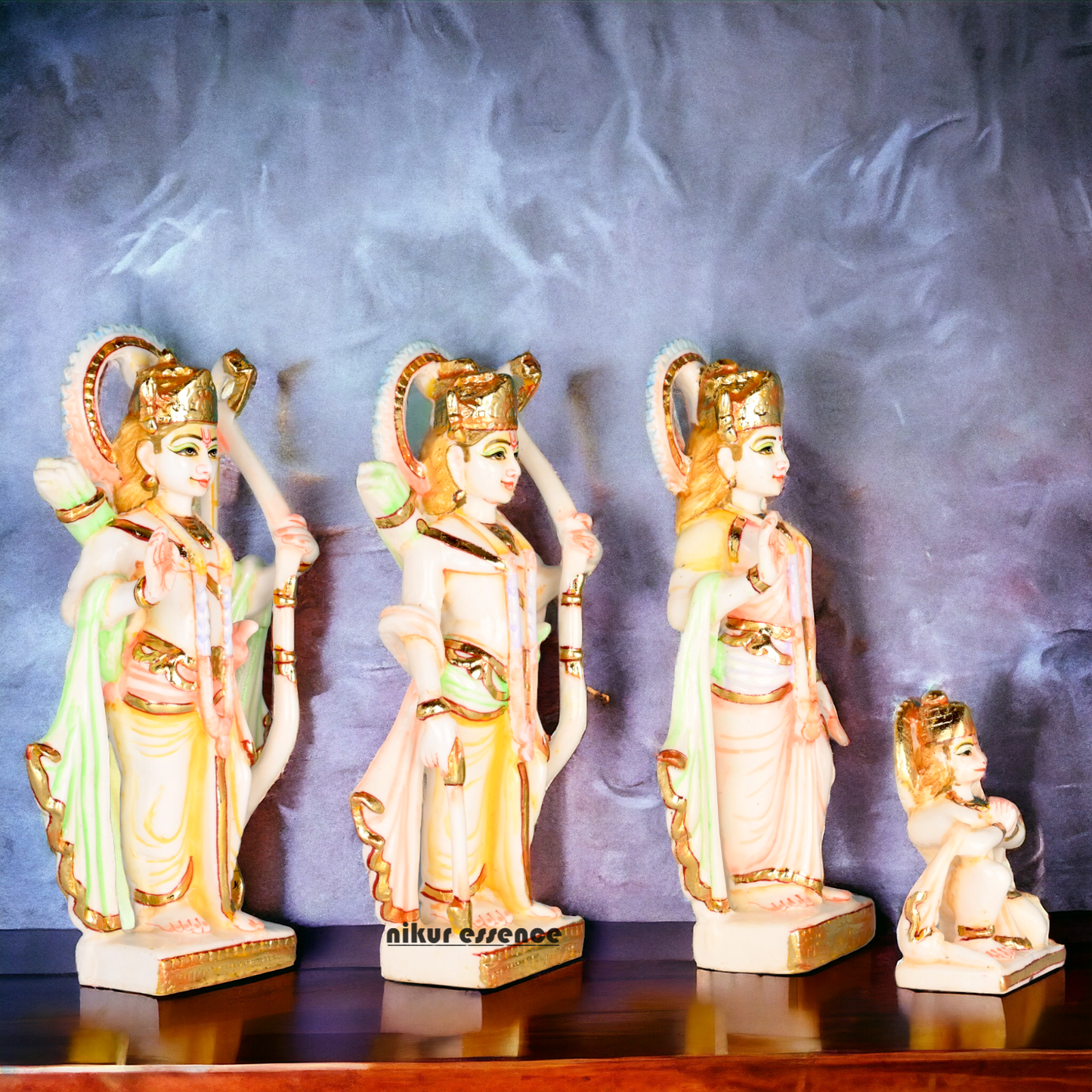 Cultured Marble Ram Darbar Statue - Lord Rama, Sita, Lakshmana, and Hanuman