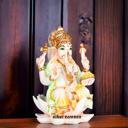 Purchase Exquisite Handcrafted Cultured Marble Ganesh Statue Online - Divine Lord Ganesha Idol