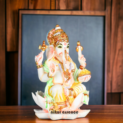 Purchase Exquisite Handcrafted Cultured Marble Ganesh Statue Online - Divine Lord Ganesha Idol