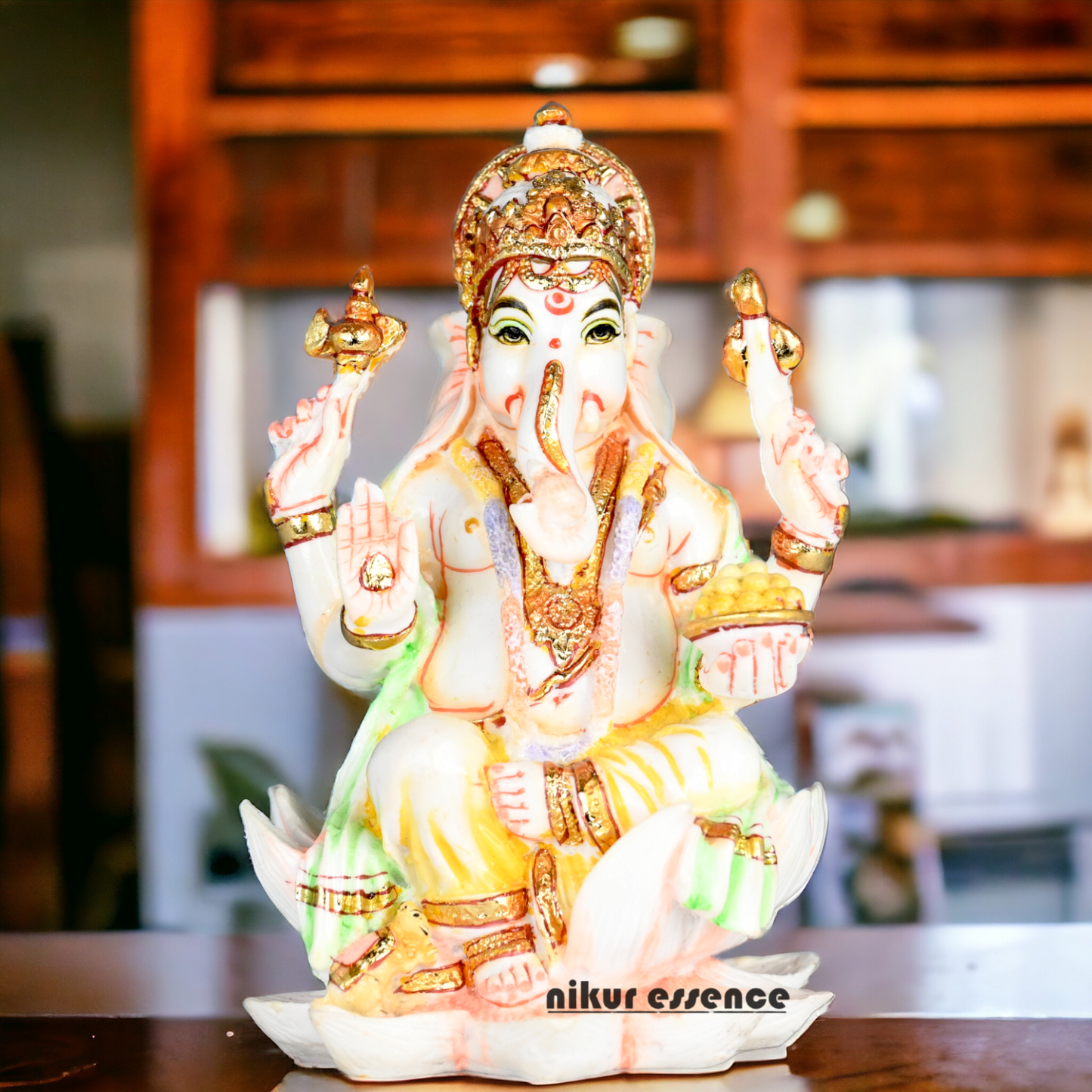 Purchase Exquisite Handcrafted Cultured Marble Ganesh Statue Online - Divine Lord Ganesha Idol