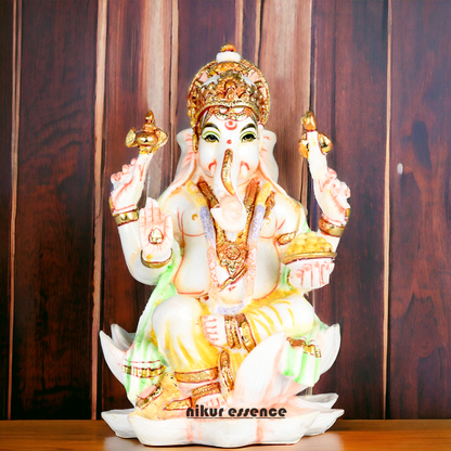 Purchase Exquisite Handcrafted Cultured Marble Ganesh Statue Online - Divine Lord Ganesha Idol