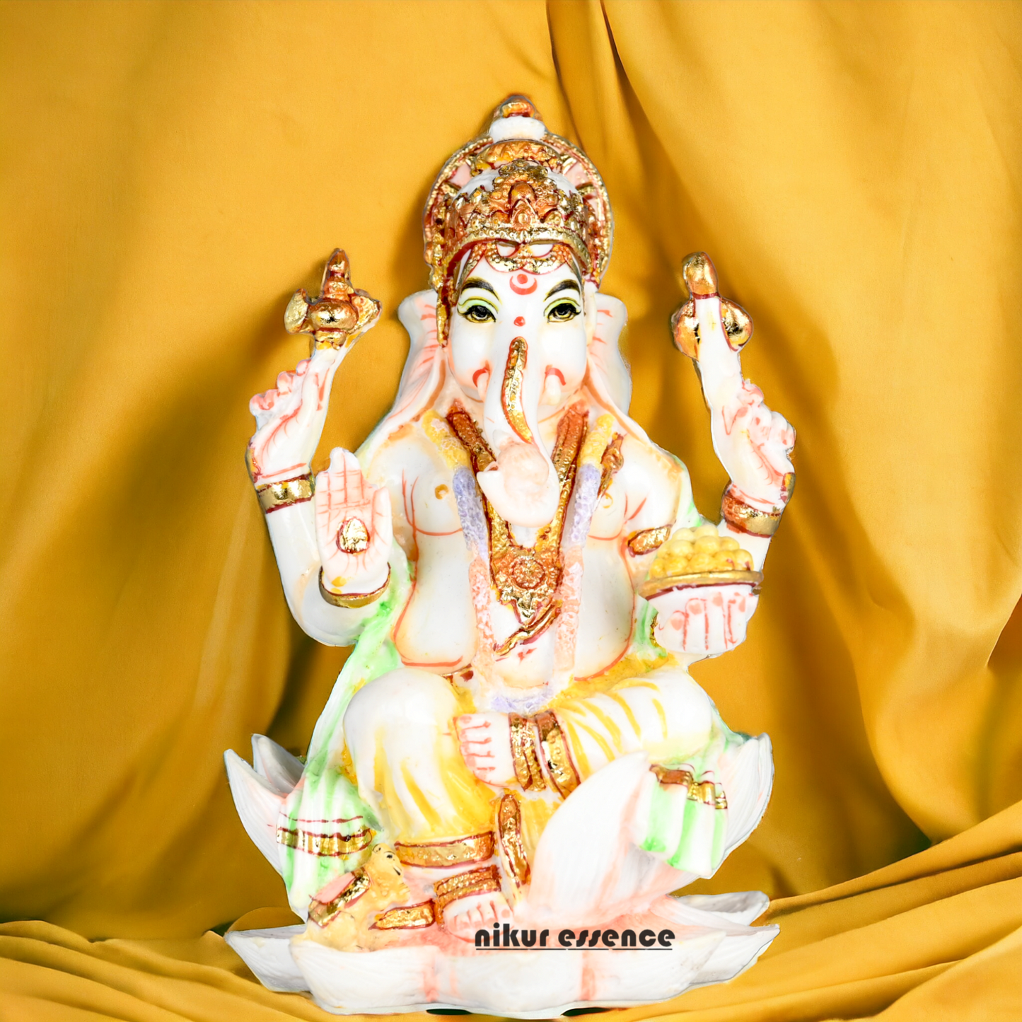 Purchase Exquisite Handcrafted Cultured Marble Ganesh Statue Online - Divine Lord Ganesha Idol