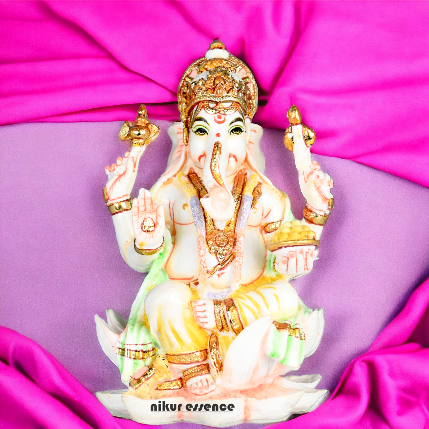 Purchase Exquisite Handcrafted Cultured Marble Ganesh Statue Online - Divine Lord Ganesha Idol