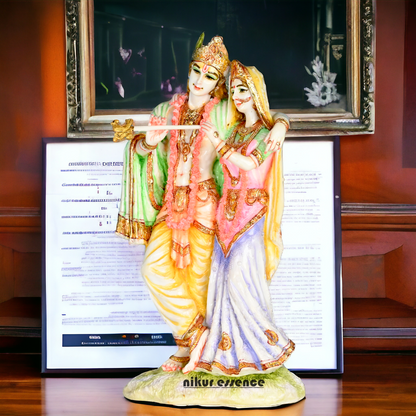 Buy White Cultured Marble Radha Krishna Statue | Marble Radha Krishna Statue -11 inch