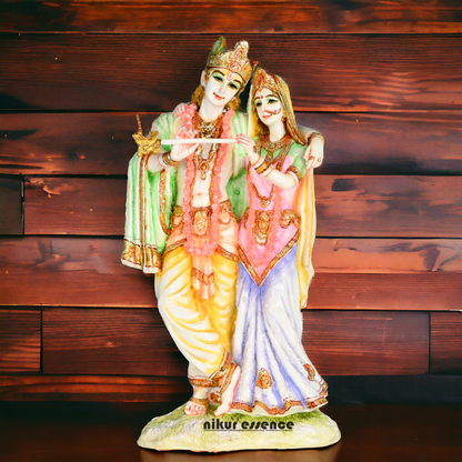 Buy White Cultured Marble Radha Krishna Statue | Marble Radha Krishna Statue -11 inch