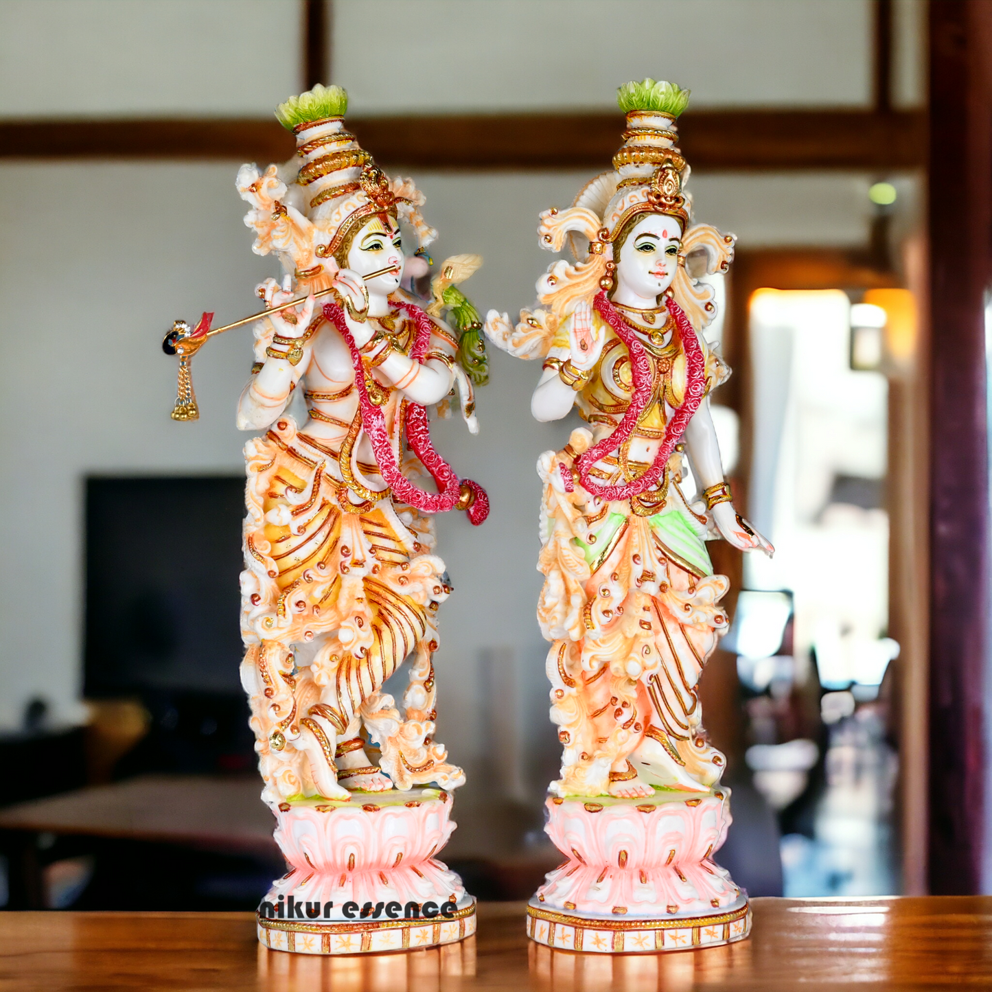 Buy Cultured Marble Radha Krishna Statue - 14 inch height | nikur essence