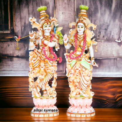 Buy Cultured Marble Radha Krishna Statue - 14 inch height | nikur essence