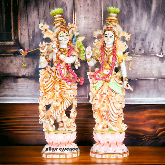 Buy Cultured Marble Radha Krishna Statue - 14 inch height | nikur essence