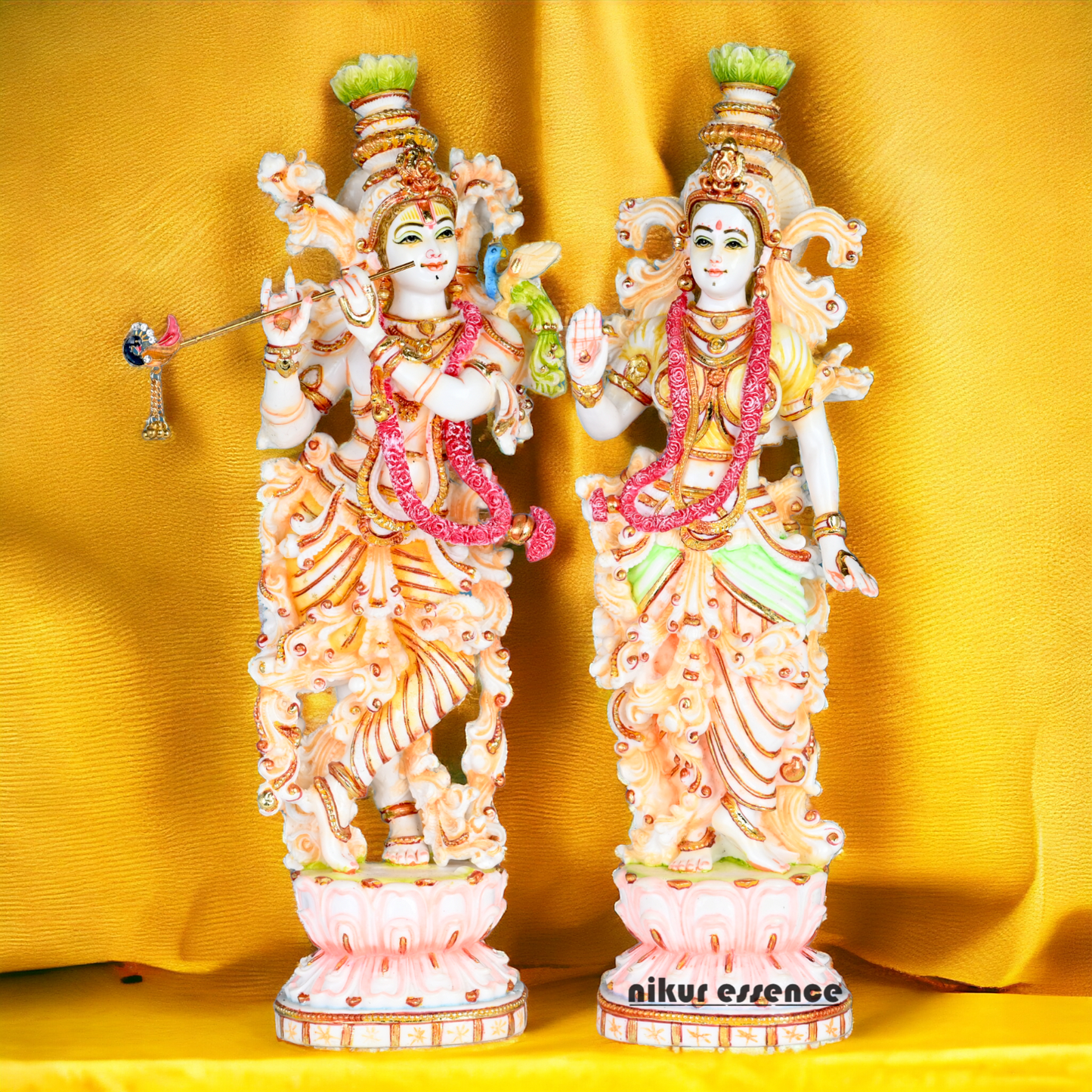 Buy Cultured Marble Radha Krishna Statue - 14 inch height | nikur essence