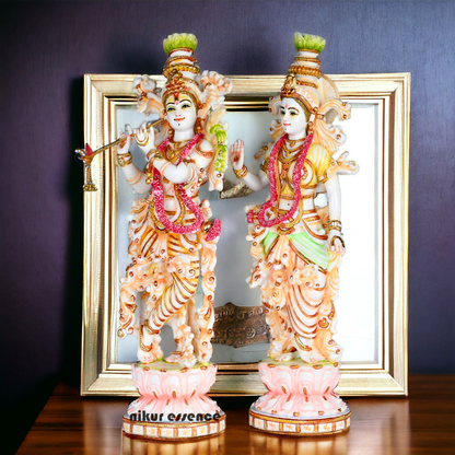 Buy Cultured Marble Radha Krishna Statue - 14 inch height | nikur essence