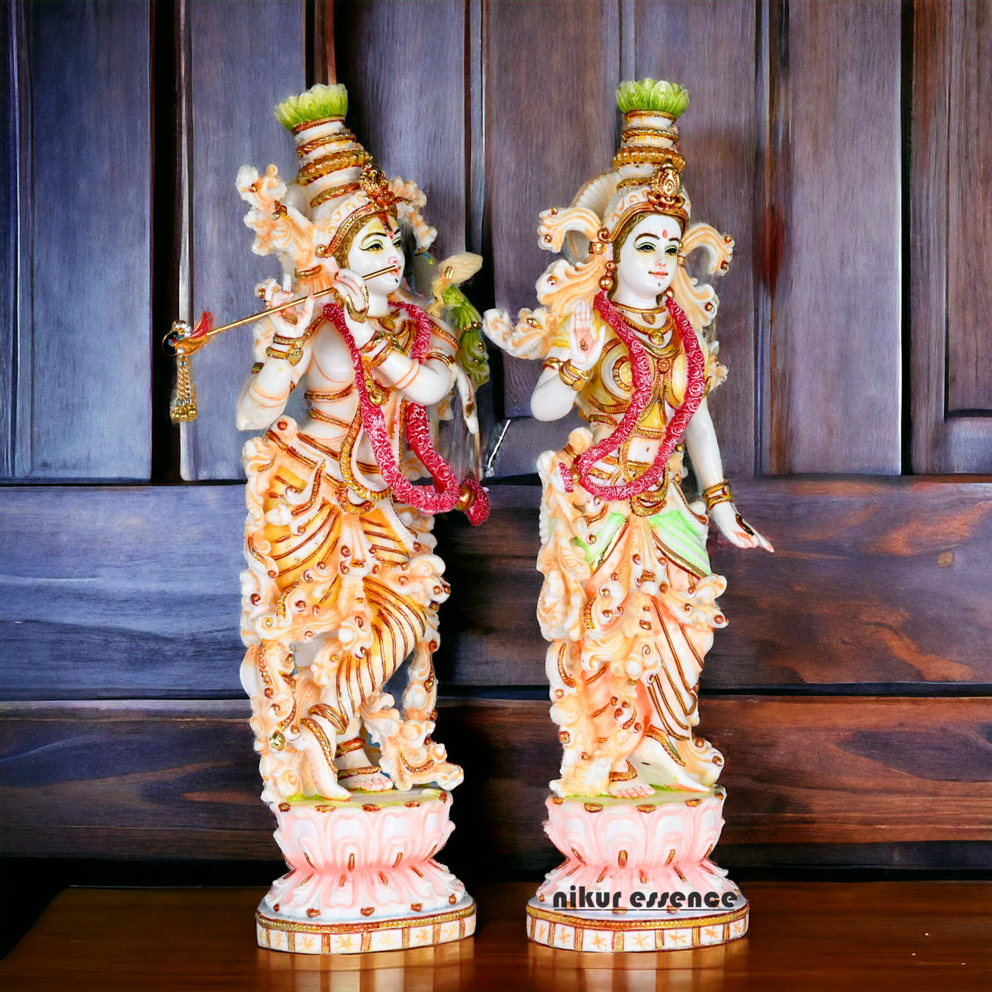 Buy Cultured Marble Radha Krishna Statue - 14 inch height | nikur essence