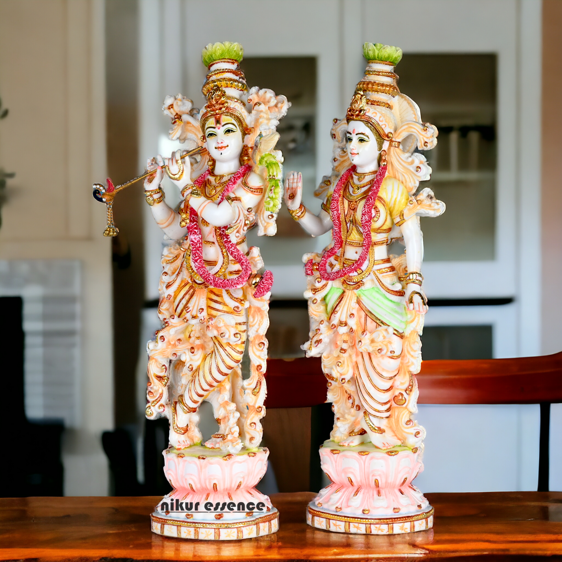 Buy Cultured Marble Radha Krishna Statue - 14 inch height | nikur essence