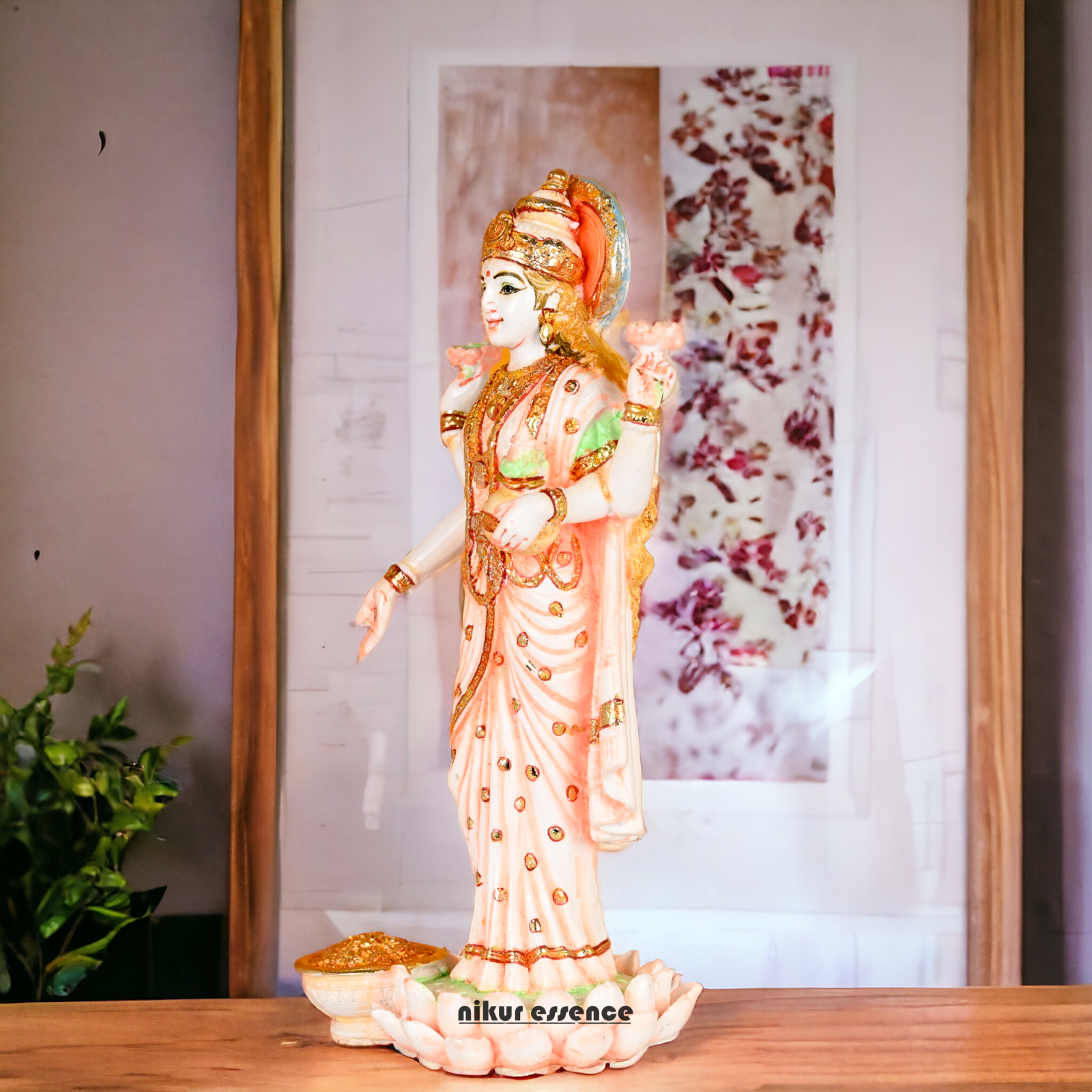 Sri Lakshmi Statue - Hand Painted Dust Marble Lakshmi Idol for Home Temple, Meditation Room Nikuressence Dust Marble Lakshmi Statue Hand Painted Dust Marble Lakshmi Idol Handcrafted Hindu Goddess Idol Hindu Goddess Sculpture Home Temple Decor Lakshmi Idol for Worship laxmi mata murti Marble Lakshmi Statue for Spiritual Growth Meditation Room Essentials Nikur Essence Products Nikur Essence Sri Lakshmi Statue Spiritual Decor for Home Spiritual Growth Tools Wealth and Prosperity Idol