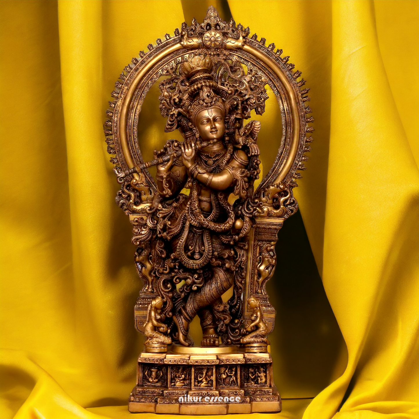 Buy Antique Brass Krishna Standing Big Idol - 32 inches