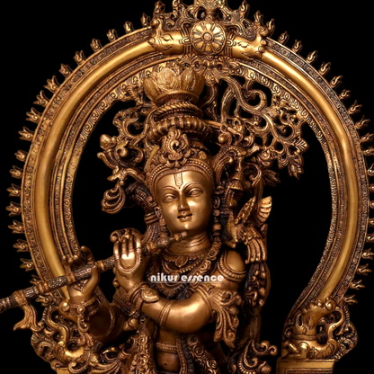 Buy Antique Brass Krishna Standing Big Idol - 32 inches