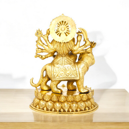 Solid Brass Durga Sherawali maa Sitting on Lion - 15.354 inches