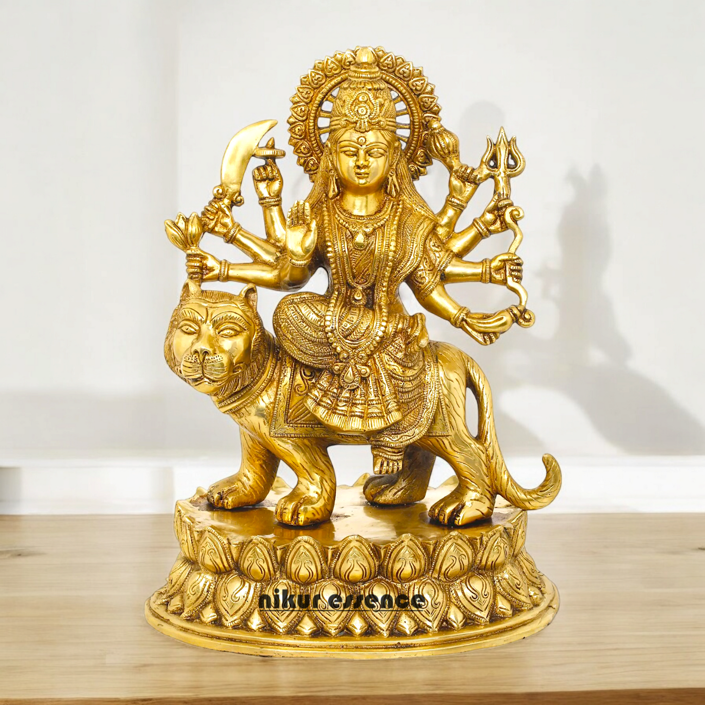 Solid Brass Durga Sherawali maa Sitting on Lion - 15.354 inches