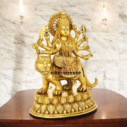 Solid Brass Durga Sherawali maa Sitting on Lion - 15.354 inches