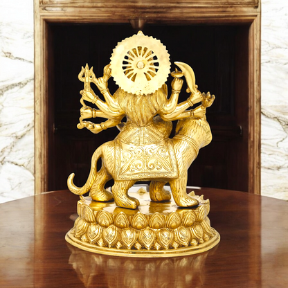 Solid Brass Durga Sherawali maa Sitting on Lion - 15.354 inches