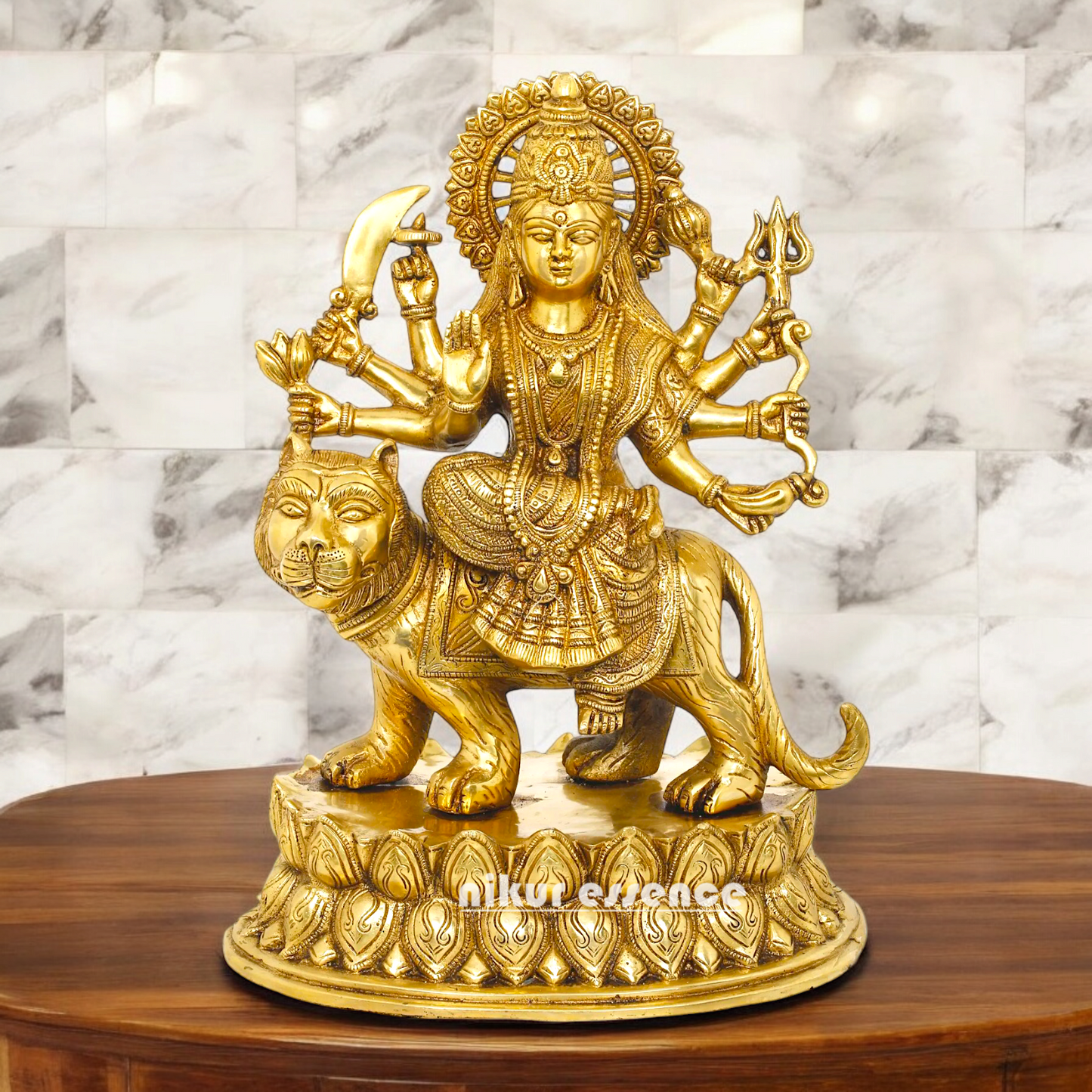 Solid Brass Durga Sherawali maa Sitting on Lion - 15.354 inches