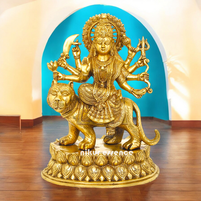 Solid Brass Durga Sherawali maa Sitting on Lion - 15.354 inches