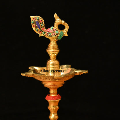 Buy brass vilakku Kuthu diya| South Indian Brass vilakku in stone work