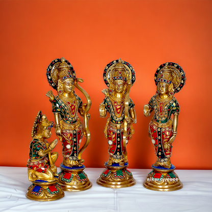 Large Ram Parivar Darbar Brass with stone work idol - 12.5 inches