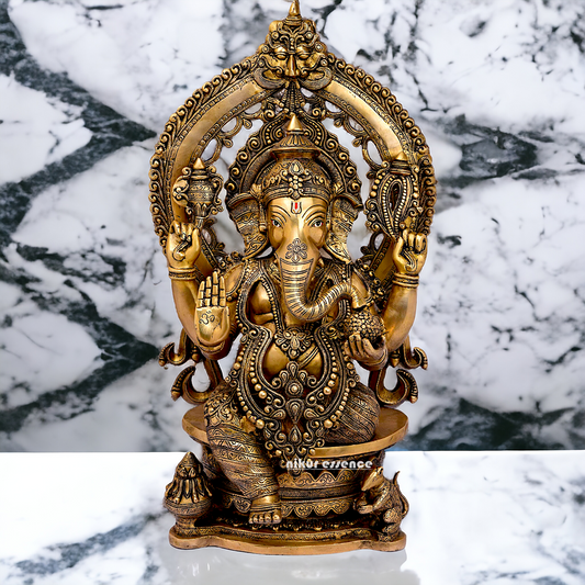 Buy Ganesha Bhagwan Sitting on Singhasan Solid Brass idol - 26.7 inches