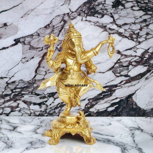 Buy Ganesha Vinayaka Dancing Solid Brass idol - 8 inches