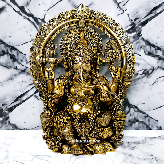 Solid Brass Ganesha Sitting statue - 19 inches