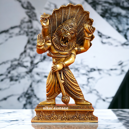 Lord Vishnu Narasimha Solid Brass idol - 11.5 inches