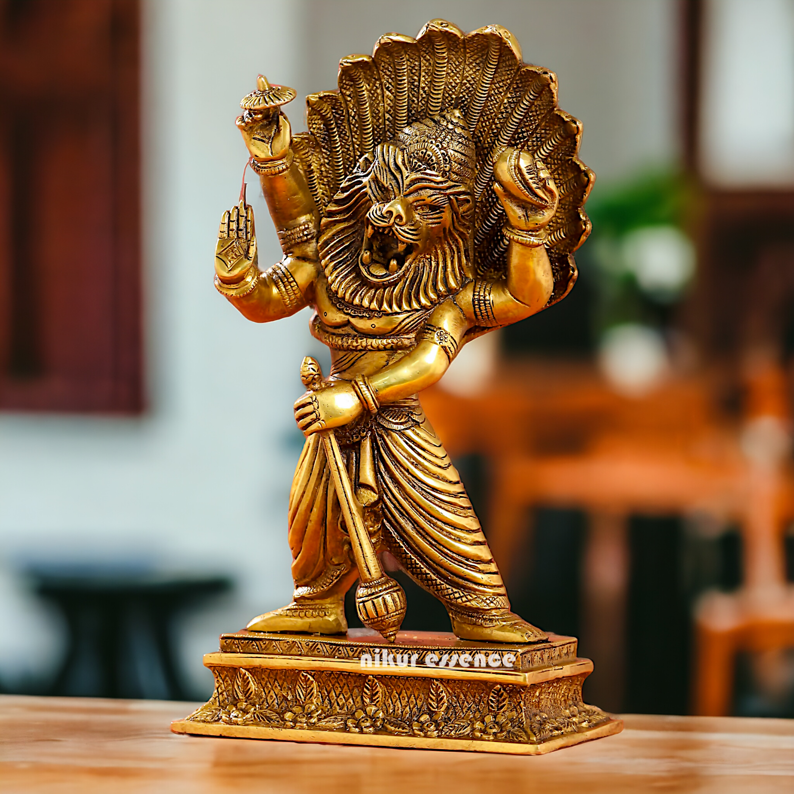 Lord Vishnu Narasimha Solid Brass idol - 11.5 inches