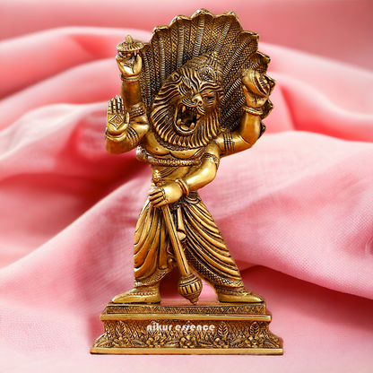 Lord Vishnu Narasimha Solid Brass idol - 11.5 inches