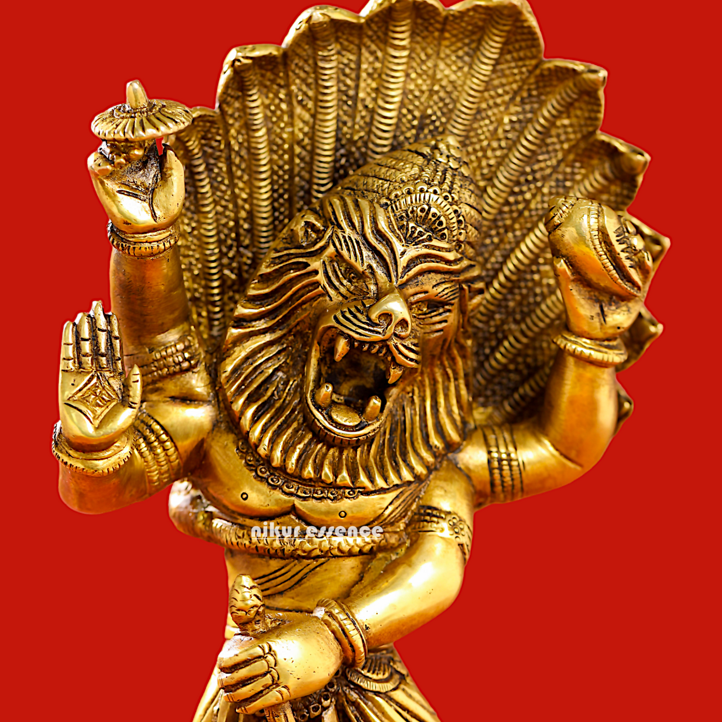 Lord Vishnu Narasimha Solid Brass idol - 11.5 inches