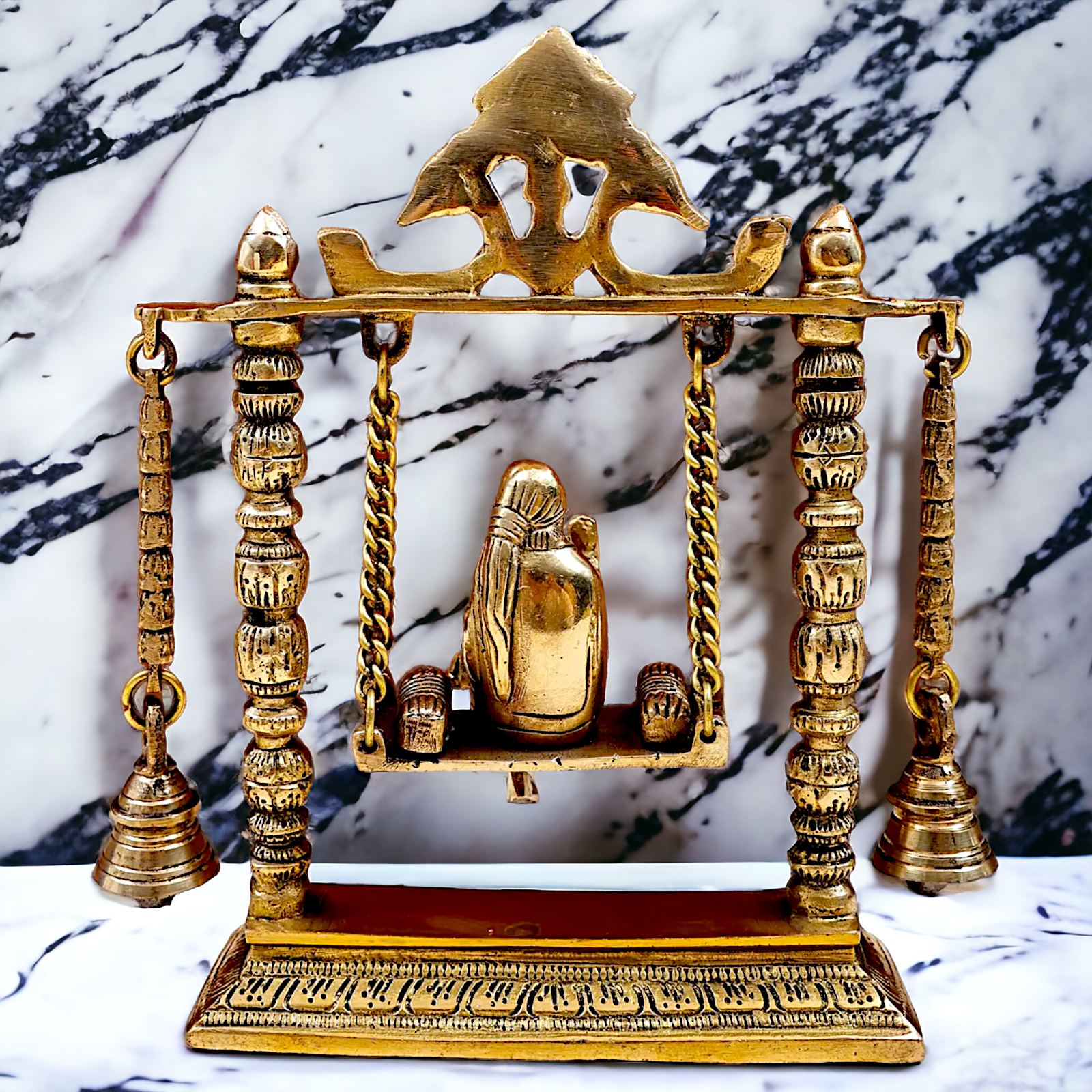 buy Sai Baba swinging Jhula Solid brass idol - 10 inches