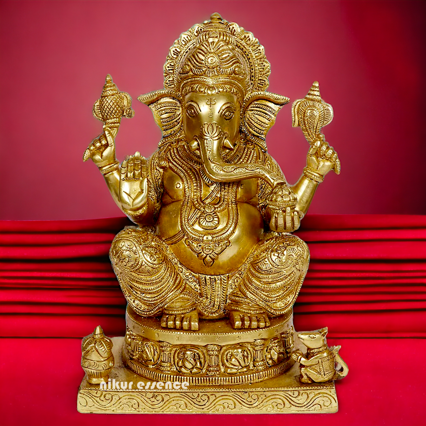 Pure Brass Ganesha Vinayaka idol - 11 inches