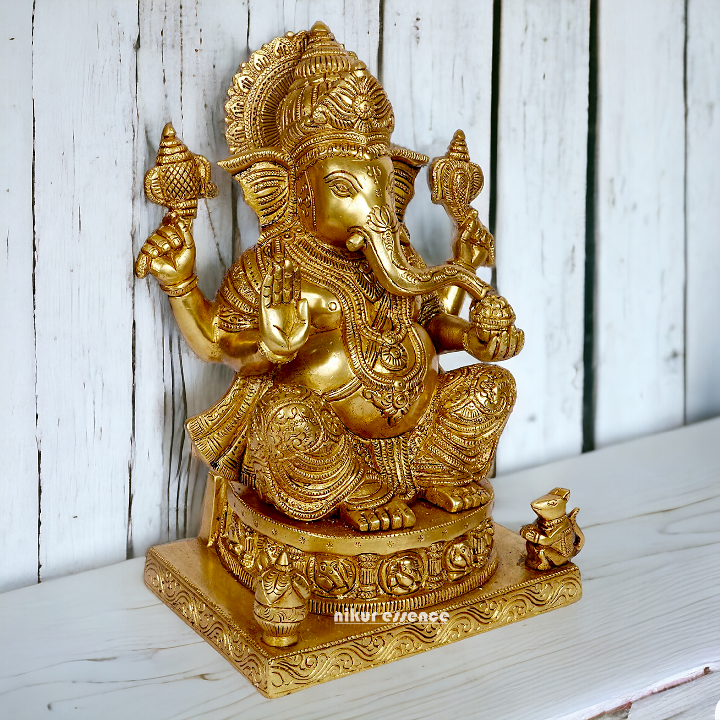 Pure Brass Ganesha Vinayaka idol - 11 inches