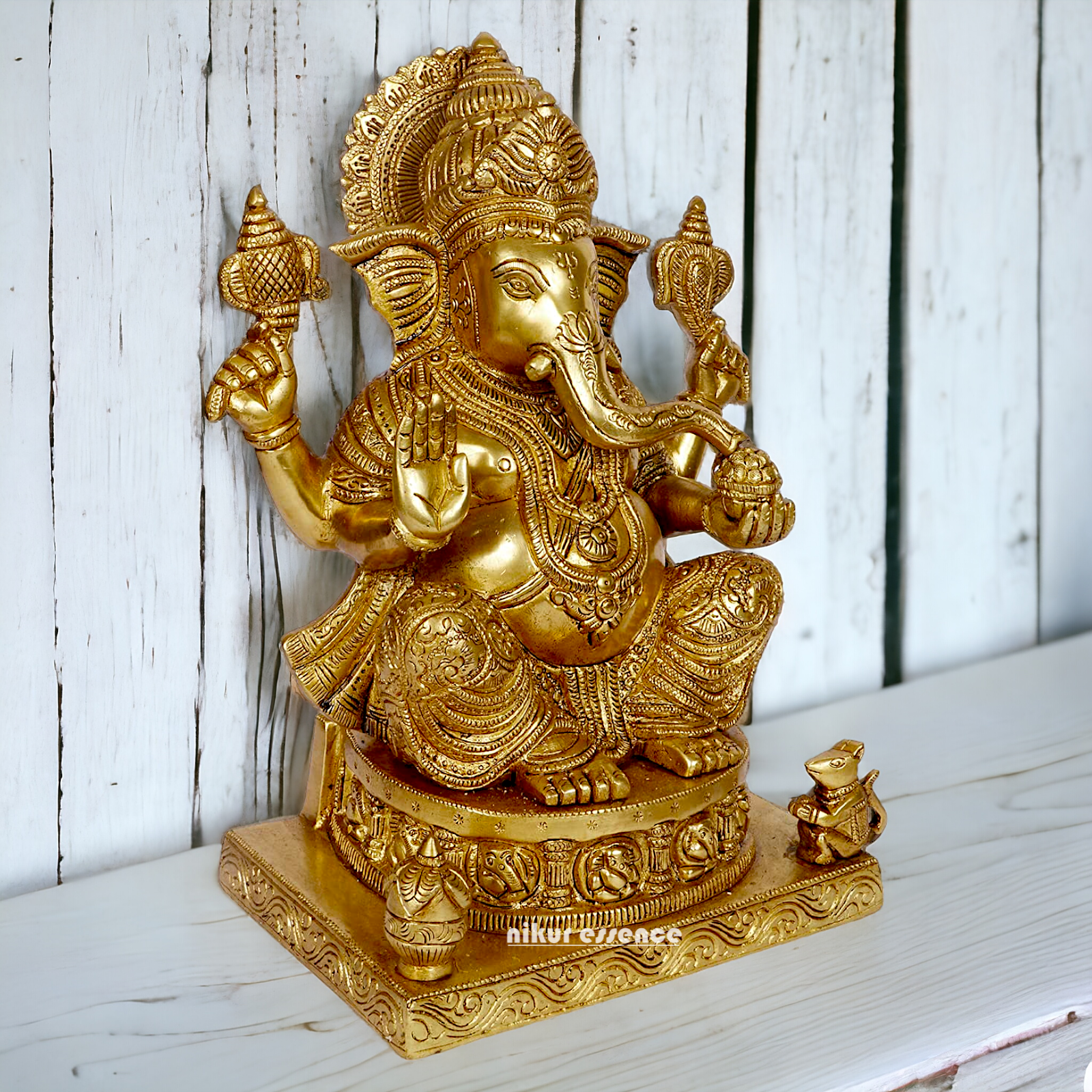 Pure Brass Ganesha Vinayaka idol - 11 inches