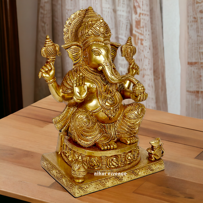 Pure Brass Ganesha Vinayaka idol - 11 inches