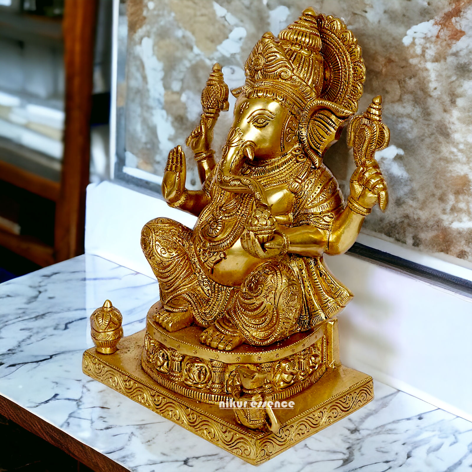 Pure Brass Ganesha Vinayaka idol - 11 inches