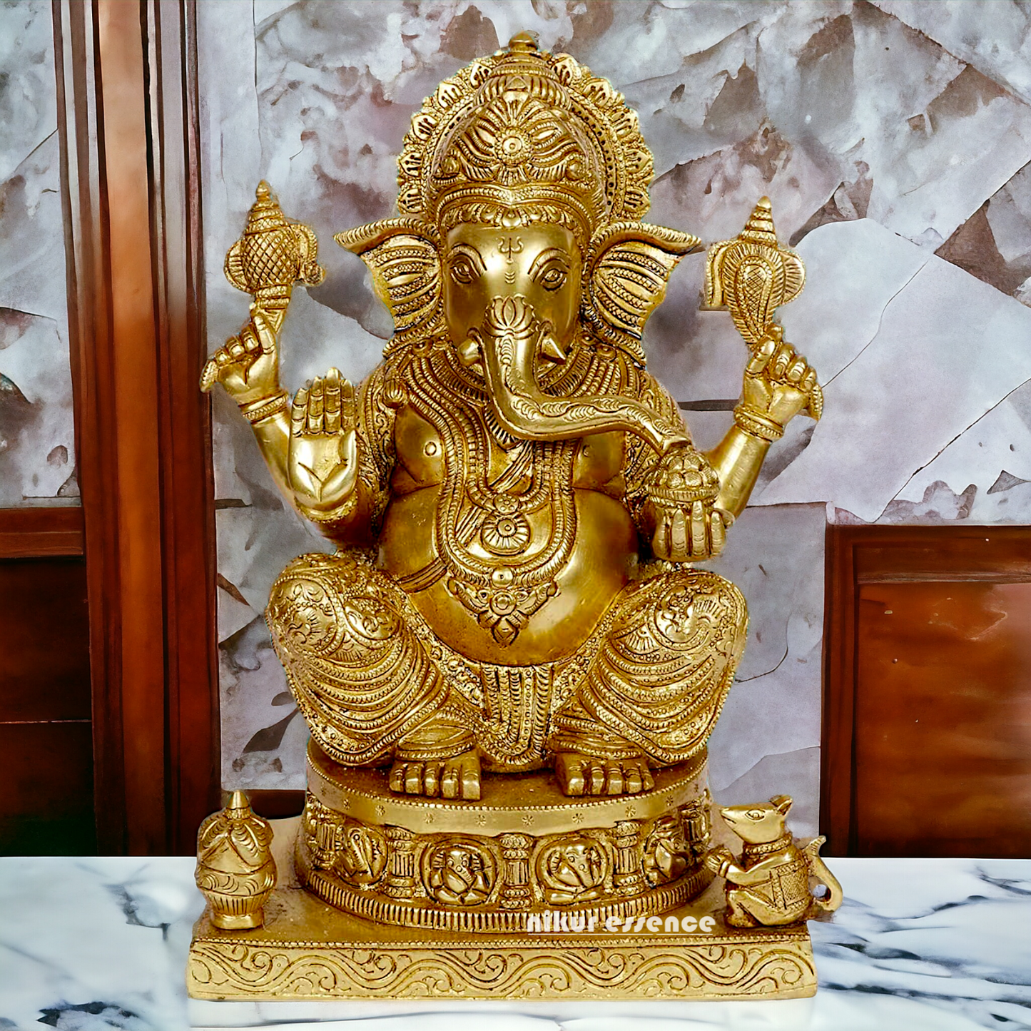 Pure Brass Ganesha Vinayaka idol - 11 inches