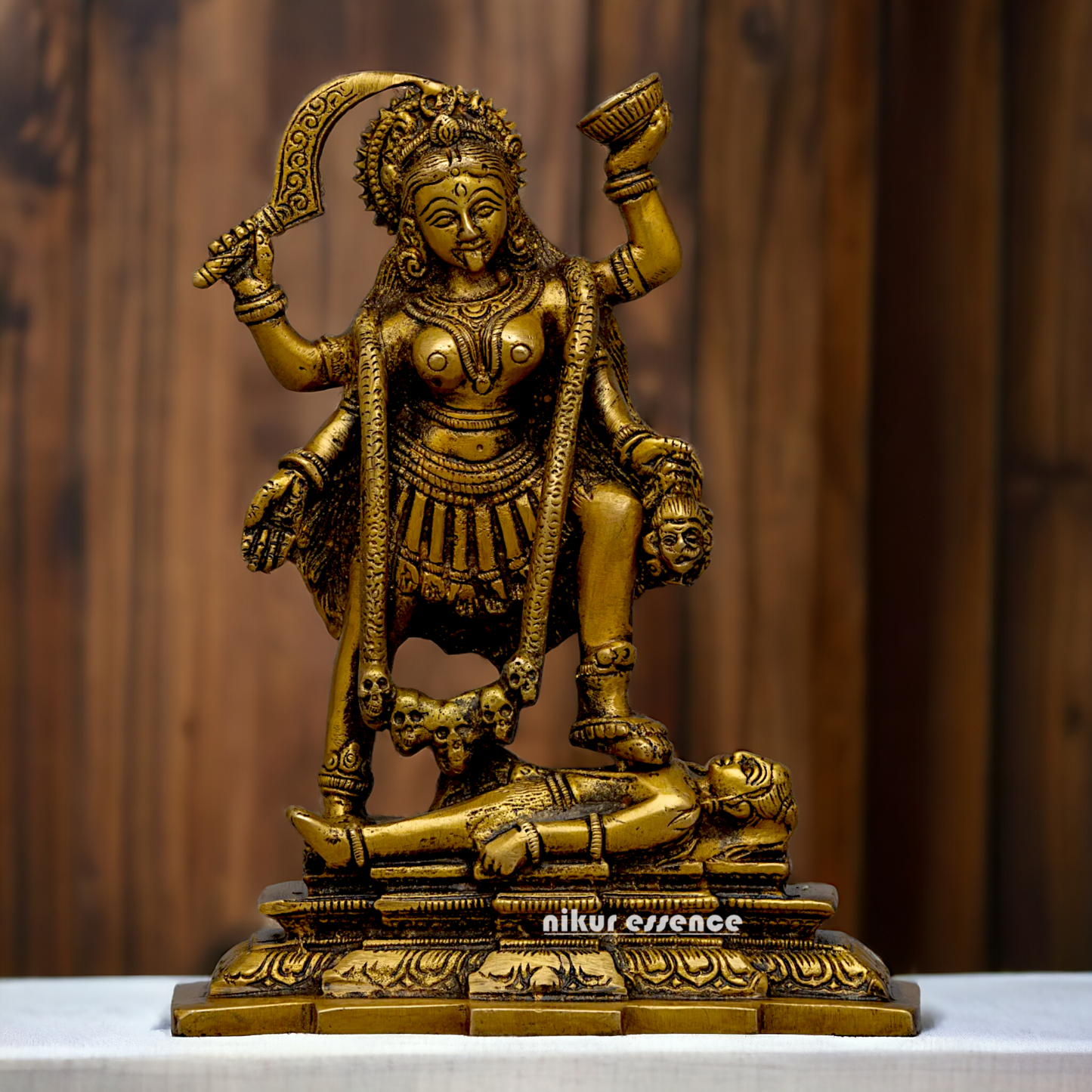 Pure Brass Kali Mata idol - 7.5 inches