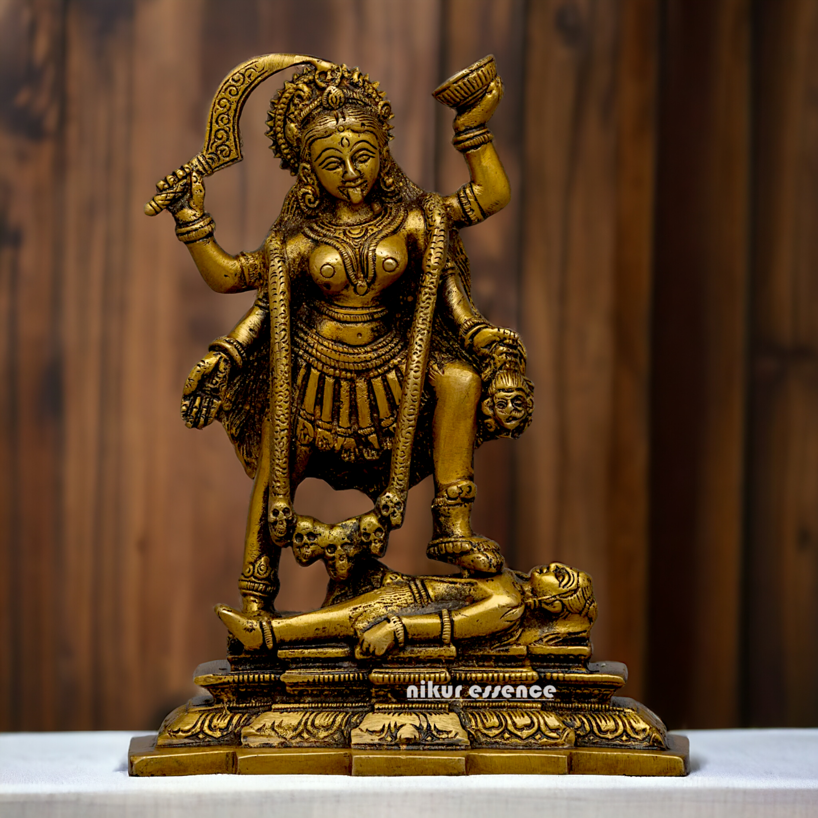 Pure Brass Kali Mata idol - 7.5 inches