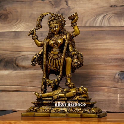 Pure Brass Kali Mata idol - 7.5 inches