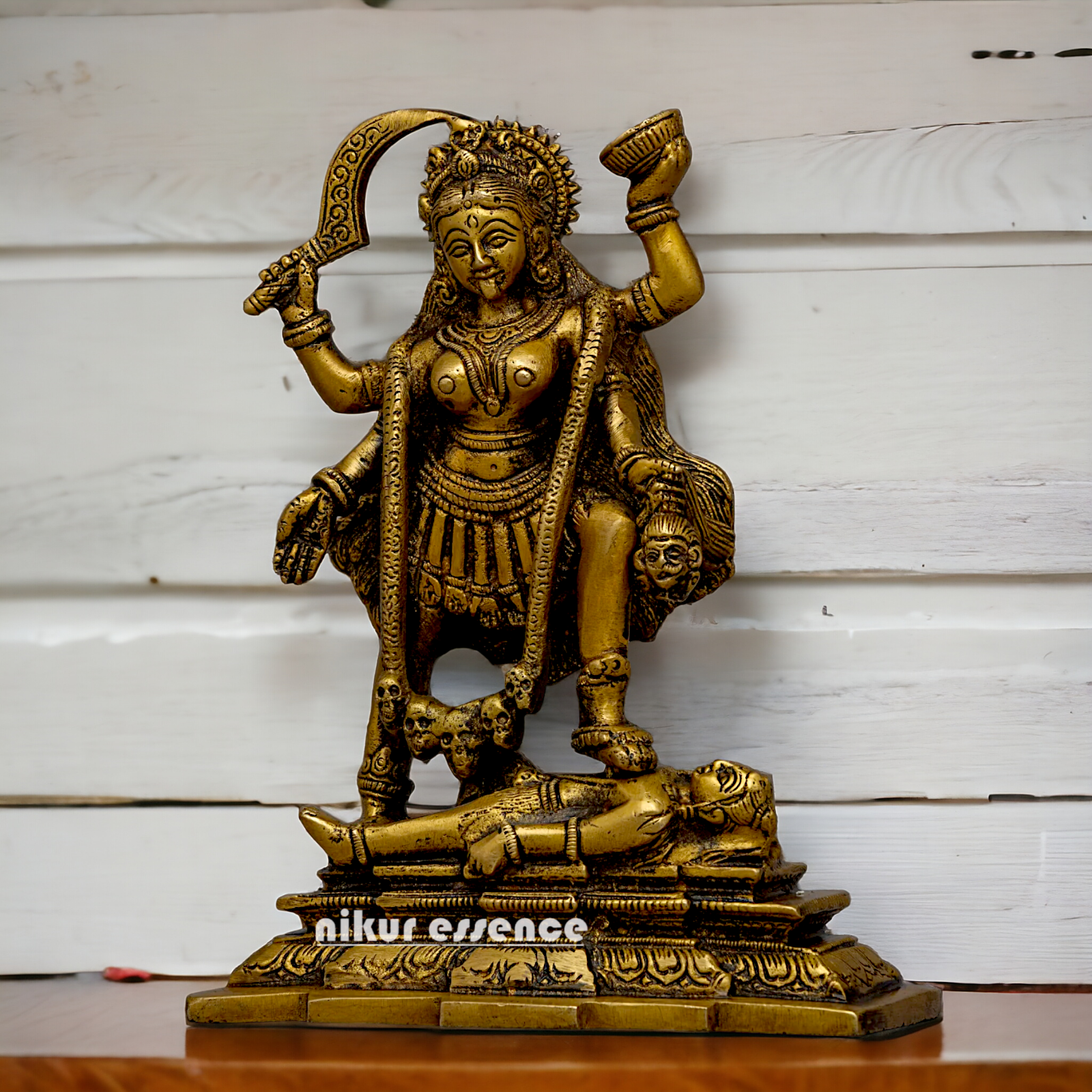 Pure Brass Kali Mata idol - 7.5 inches