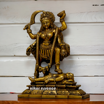 Pure Brass Kali Mata idol - 7.5 inches